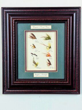 Framed Vintage Fly Fishing Trout Flies Lures - Fathers Day Gift for Fly Fisher